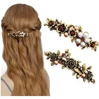 LuxusKollektion Haarclip Automatische Haarspangen Damen Vintage Groß Blume Kristall Perle Hair