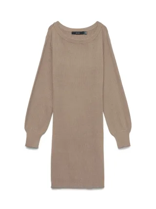 VERO MODA - VMHOLLYKARIS LS RIB DRESS EXC Mocha Meringue - Gr. - S