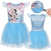 Disney Tüllkleid DISNEY Minnie Mouse Blaues kurzärmeliges Tüllkleid, Mädchenkleid