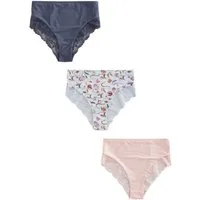 Next Taillenslip Hochbund-Spitzenslips, 3er-Pack, hoher Beinschnitt (3-St)