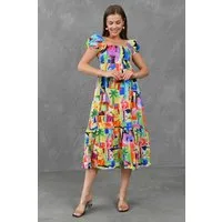 WOMAN VISION Maxikleid Maxikleid mit eckigem Ausschnitt