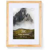 KHG Bilderrahmen 30x40 cm Natur, für 1 Bilder (stabile Glasfront, MDF-Holz-Rahmen foliert & Passepartout, 1 St), Premium-Rahmen für Fotos, Poster, Zertifikate & Collagen