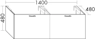 Burgbad Waschtischunterschrank System 30 Preisgruppe 2 Echo 480x1400x480 Eiche Dekor Nachtschwarz WUYH140F7321
