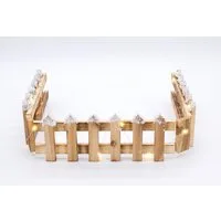 Spetebo Dekoobjekt Holz Deko Zaun mit 15 LED in warm weiß - 90x10 cm (Stück, 1 St., Beleuchteter Gartenzaun), Mini Gartenzaun beleuchtet mit Kunstschnee