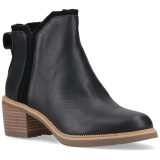 TOMS Hailey Damen Stiefeletten aus schwarzem Leder mit Absatz