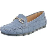 Ital-Design Elegante Mokassins mit Schnalle für Damen - Komfortabel & Stilvoll Slipper (89930196) Flach Mokassins in Blau