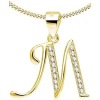 AMERITA Kette mit Anhänger Buchstaben M 925 Silber goldene Halskette Geschenke für Frauen (inkl. Luxus Schmucketui), Geschenkidee für Frauen Damen)