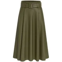 Mississhop Lederimitatrock Damen A-Linien Rock mit Gürtel – Kunstleder M.401