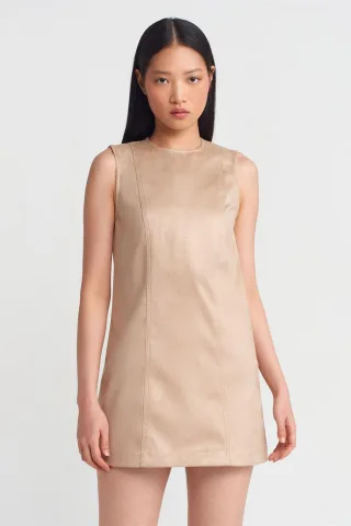 Ärmelloses Kunstleder-Minikleid