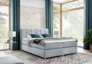 Boxspringbett Schlafzimmerbett Bett BARTOLO DELUX Stoff Hellgrau 120x200cm