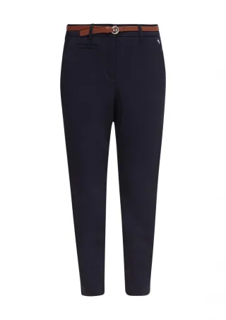 comma - Slim: Chino mit Gürtel blau - Gr. - 36