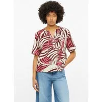 s.Oliver Kurzarmbluse Bluse Strukturierte Viskosemix-Bluse mit Raffung