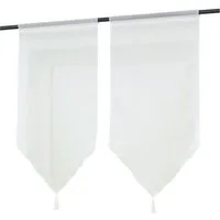 Delien Scheibengardine Uni (2 St), Stangendurchzug, Voile mit Quaste