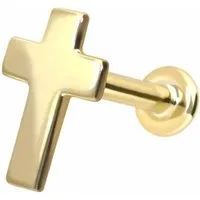 PIERCINGLINE Piercing-Set 14 Karat Gold Labret mit Innengewinde KREUZ (Labrets, 1-tlg)