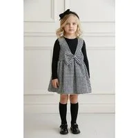 Parla Kids Kleid & Haarband Kleid mit Hahnentritt Muster und Schleife dazu passendes Haarband