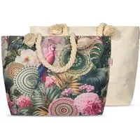 JACK Strandtasche Reißverschluss Baumwolle Descanso, mit wunderschönem Design, 40x55cm, Beachbag mit Innentasche