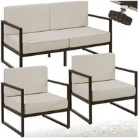 tectake Essgruppe Garten-Loungeset, (Set., 3-tlg), Pulverbeschichtete Stahlgestelle für maximale Stabilität