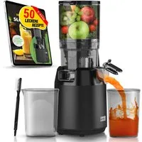 Lebenlang Slow Juicer Entsafter mit großer Öffnung, Für ganze Früchte und Gemüse, Rezepte, 250 W, BPA-Frei, Hohe Saftausbeute, Erhalt der Nährstoffe
