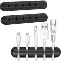 TSB Werk Kabelzubehör 2x Kabelhalter Kabelführer Kabelklemme Kabel Halter Clip Schreibtisch, (Clip, Schreibtisch, Organizer, 3M)