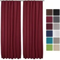 Beautissu Vorhang 2er Set Thermovorhang Gardine Rot Amelie TK, 140x245cm, Vorhang isolierend Kälte- & Hitzeschutz Universalband Verdunkelnd