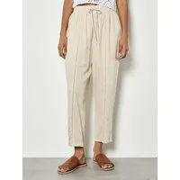 Apricot Leinenhose Jogginghose aus Leinen mit Ziernaht-Einsätzen