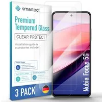 smartect Displayschutzglas Schutzglas Panzerfolie Klar für Nubia Focus 5G, Set, 3 Stück, Schutzfolie Glasschutz Bildschirm