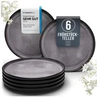 PURE LIVING INTERIOR DESIGN Geschirr-Set Pure Living Geschirr Dessertteller 6er 20cm »Ibiza«, Steingut, Grau (6-tlg), 6 Personen, Steingut, Mediterrane Handwerksoptik, Reaktive Glasur – jedes Stück einzigartig…