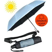 iX-brella Trekkingschirm XL Sonnen-Regenschirm mit UPF 50+, UV-Hitze-Schutz, mit Umhängetasche, mit Handöffner, innen schwarz