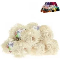 AYAZ Fransen-Strickgarn Yumos 5 Knäuel à 150 m 100 g Strickwolle Häkelwolle, 5 m (Paket, 5-St), 1300 creme