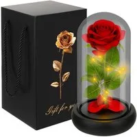 Ruhhy Rose LED Rose im Glas Spar-Set, 1 St., Geschenkbox, warmweiße LEDs umgeben die Rose, erzeugen edle Lichtakzente