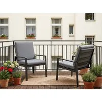MeXo Gartenstuhl Outdoor Stühle Wetterfest (Balkonstuhl, 2 St), Gartensessel Aluminium, inkl. Sitz und Rückenkissen