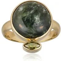 Cavill Silberring Seraphinit Peridot Vergoldeter Silberring (1-tlg)