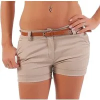malito more than fashion Bermudas malito Damen Chino Shorts in Unifarben, lässige kurze Hose, Bermuda kurze Sommerhose mit Gürtel