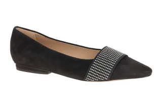 Peter Kaiser Damen Ballerinas 9-72120-46 004 Schwarz Velourleder Echtleder Fu...