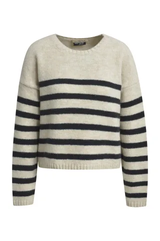 Smith&Soul - Striped Cropped Pullover beige print - Gr. - S