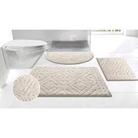 OTTO home Badematte Louvres, Badvorleger, Badezimmer Teppich, Duschvorleger, Höhe 10 mm, rutschhemmend beschichtet, schnell trocknend, Polyester, halbrund, Badteppich, Uni Farben, Hoch-Tief Effekt, Boho-Style