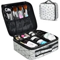 CALIYO Kosmetiktasche Portable Reise Make Up Tasche, Professionelle MakeUp Organizer Tasche, Schmink Aufbewahrung Kosmetische Wasserdicht mit Einstellbaren Teiler
