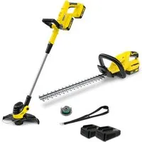 KÄRCHER Akku-Rasentrimmer LTR 3-18 Set, Dual Battery + Heckenschere HGE 18-45 Battery