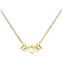 LÖB Kette mit Anhänger 750er Gold vergoldet Edelstahl Kette Halskette MOM Buchstaben Anhänger (Geschenke für Frauen Beste Freundin Mutter Mama Damen Ehefrau sie zum Geburtstag Ostern Muttertag Muttertagsgeschenk), Mama Oma Schriftzug Mutter Großmutte