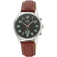 MASTER TIME Funkuhr Super Power MTGA-10426-22L, Armbanduhr, Quarzuhr, Herrenuhr, Datum, Leuchtzeiger, Lederarmband