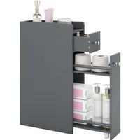COSTWAY Badkommode, Nischenschrank mit Schublade & Rollen Holz 40x18x70cm