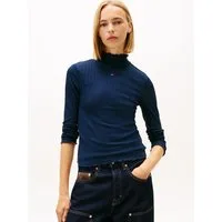 Tommy Jeans Langarmshirt TJW SLIM RIB LETTUCE EDGE LS in gerippter Struktur