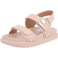 Ital-Design Elegante Damen Sandalen mit Strass-Details für Festlichkeiten Riemchensandalette (89930035) Flach Plateausandaletten in Beige