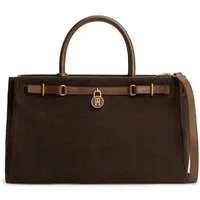 Tommy Hilfiger Handtasche AMERICAN ICON TOTE SUEDE, Damen Umhängetasche, Schultertasche mit TH-Schmuckschloss
