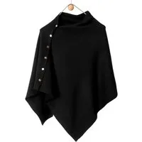 Oemmn Poncho Damen Shawl, Knopfdesign, vielseitige Oberbekleidung