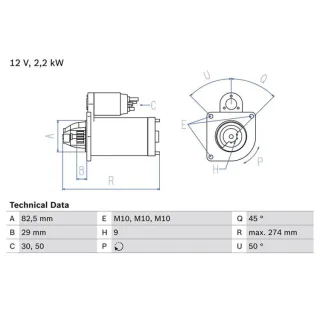 Bosch Anlasser 2,2 kW Citroen C25 Fiat Ducato Talento 1,9