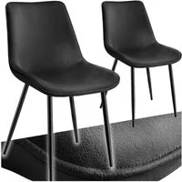 tectake Esszimmerstuhl Küchenstuhl gepolstert, in Samtoptik, 48 x 59 x 82,5 cm (Wohnzimmerstuhl Monroe in schwarz, 2 St), ergonomische Sitzschale, schwarze Stahlbeine, bodenschonend