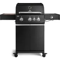 BURNHARD® Gasgrill 3-Brenner 2x Edelstahl-Stabbrenner 3,75 kW, 1x Infrarot-Keramikbrenner 3,75 kW, Gussrost, Piezo-Zündung – FRED Deluxe