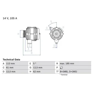 Bosch Lichtmaschine 105A Opel Astra Signum Vectra Zafira 1,9