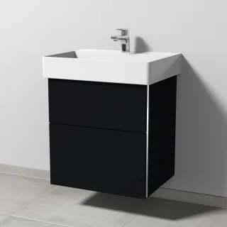 Sanipa 3way Waschtischunterbau zu Duravit Dura Square Waschtisch mit 2 Auszügen, Schwarz-Matt BS42608